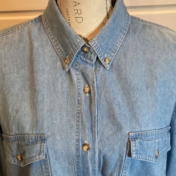 Kristen Paige Sportswear vintage 100% cotton denim look shirt, size large, GUC - Picture 2 of 9